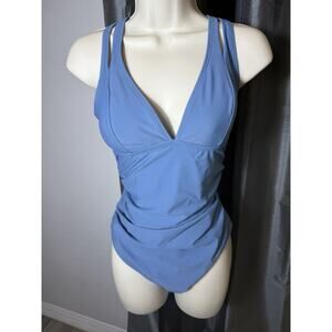 Cupshe Women’s 1 Piece Medium Swimsuit Tummy Control Deep V Neck Crisscross Back